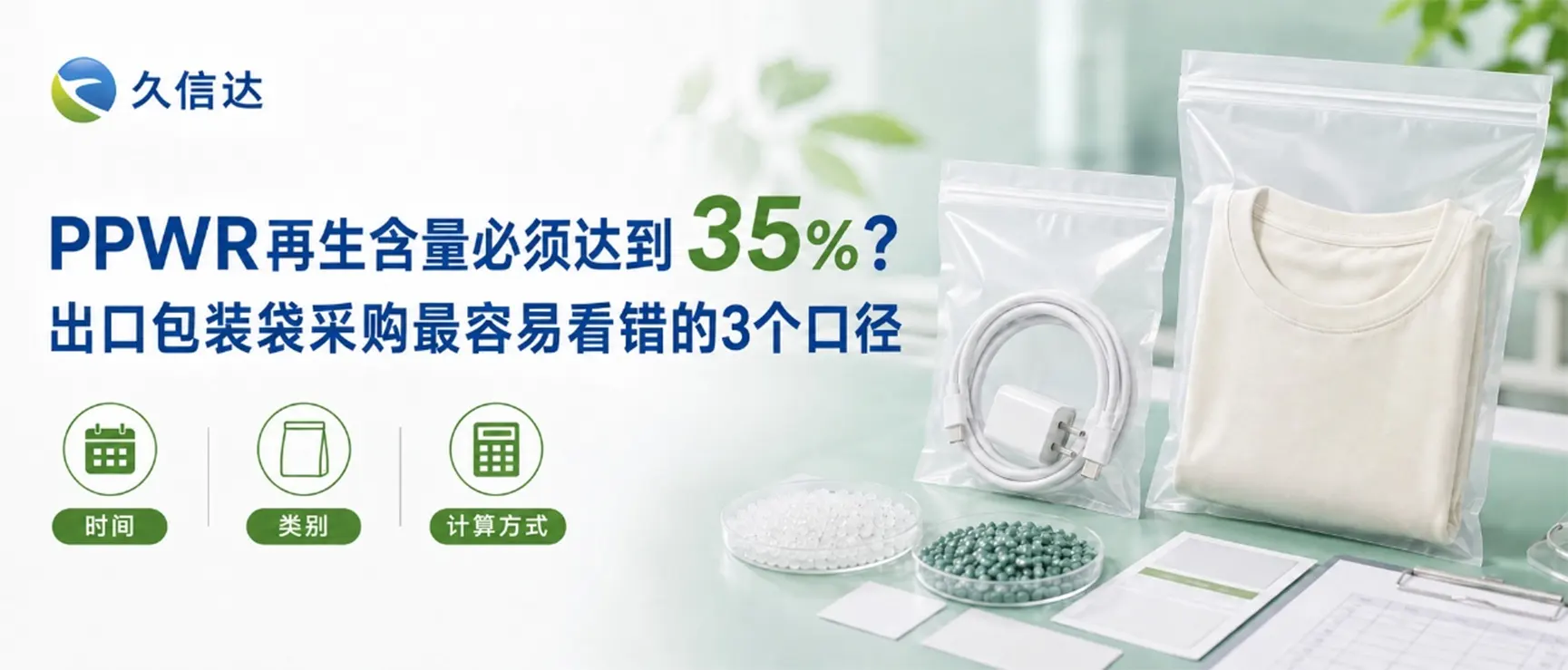 包装袋工厂解析：可回收胶袋符合PPWR再生含量必须达到35%？出口包装袋最容易看错的3个口径