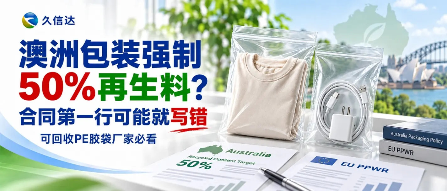 澳洲包装强制50%再生料？可回收PE胶袋厂家把目标当法规，合同第一行就可能写错